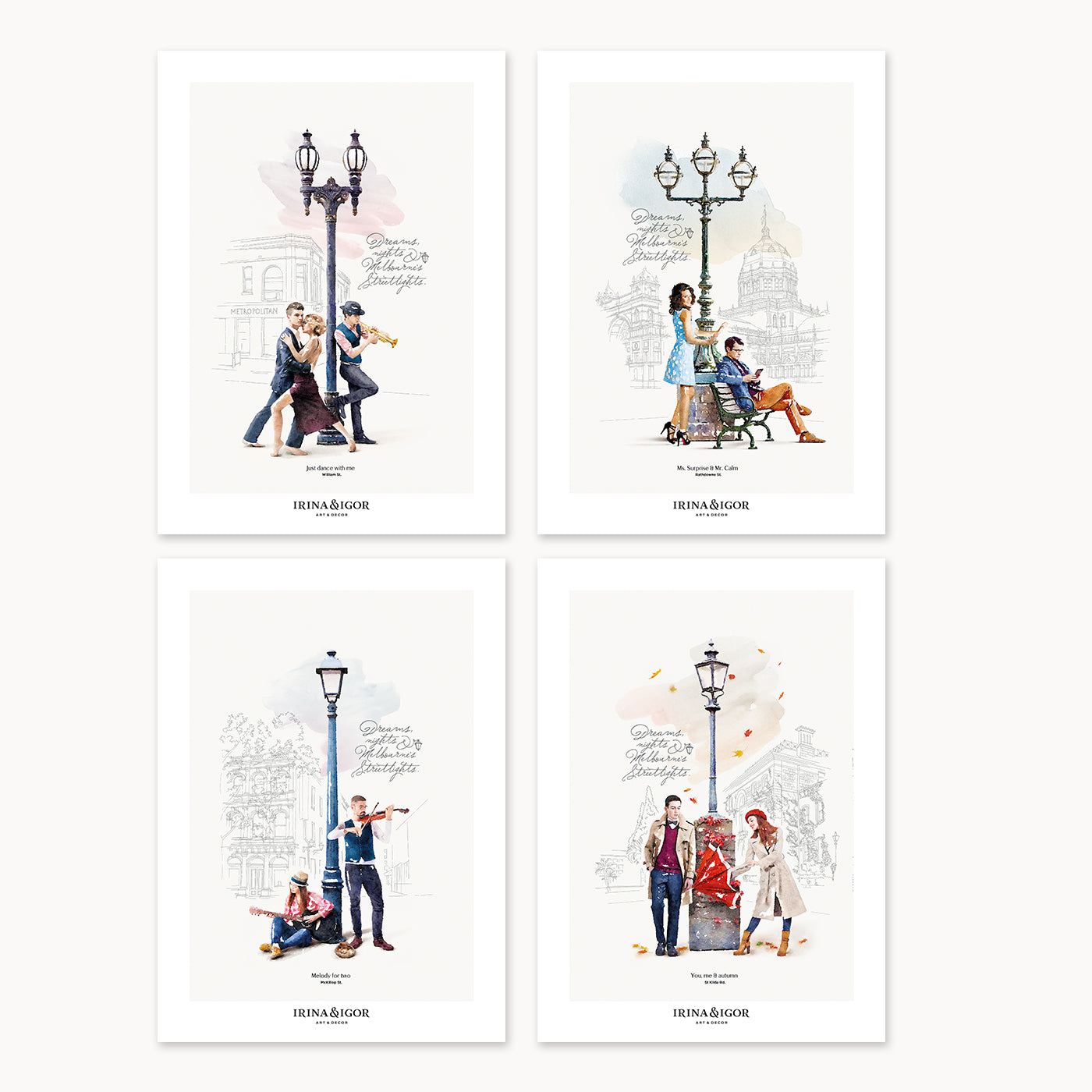 Postcard Bundle 'Melbourne's Streetlights'. Full Set of 19