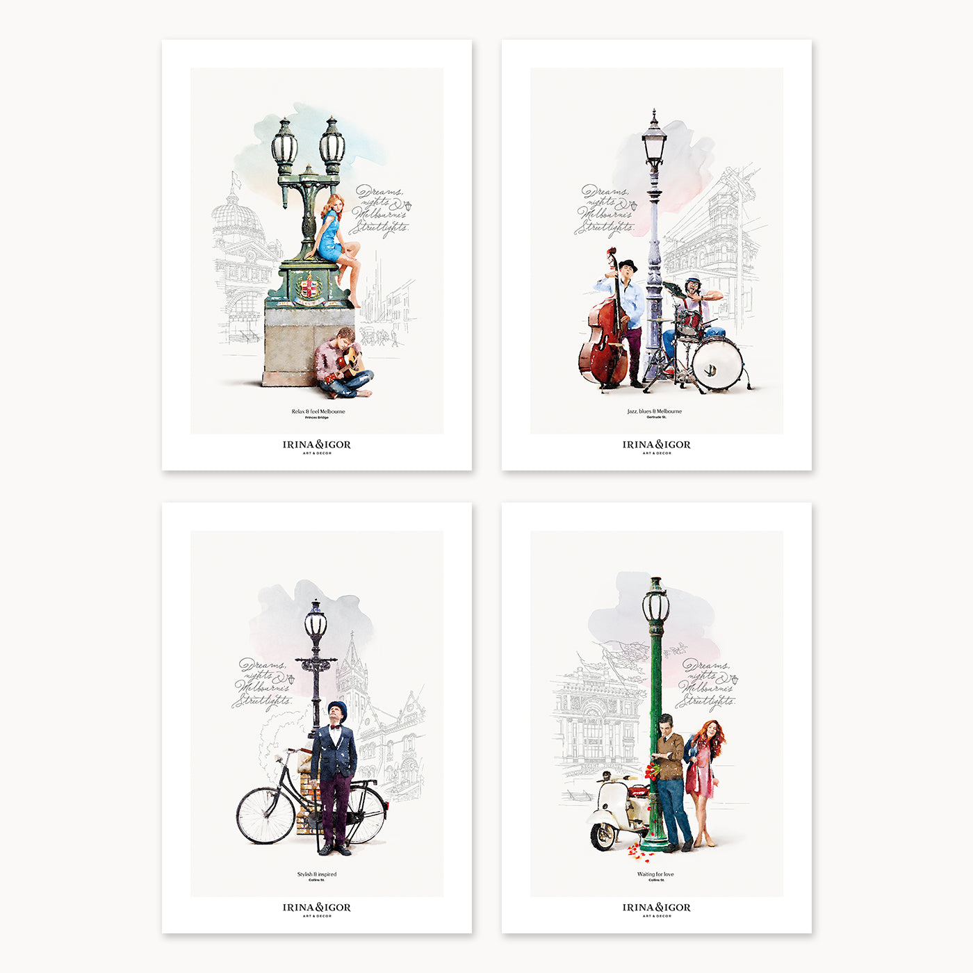 Postcard Bundle 'Melbourne's Streetlights'. Full Set of 19