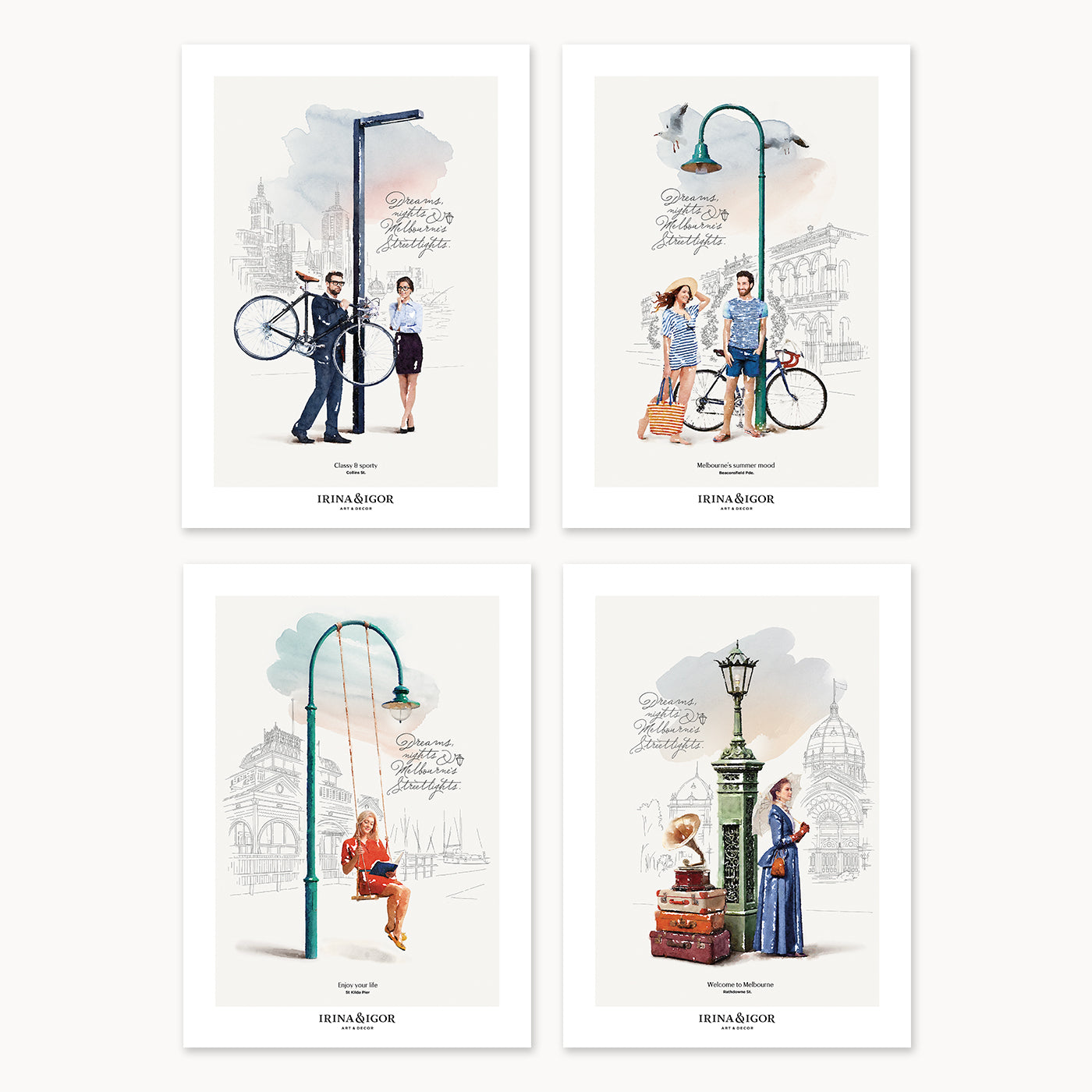 Postcard Bundle 'Melbourne's Streetlights'. Full Set of 19