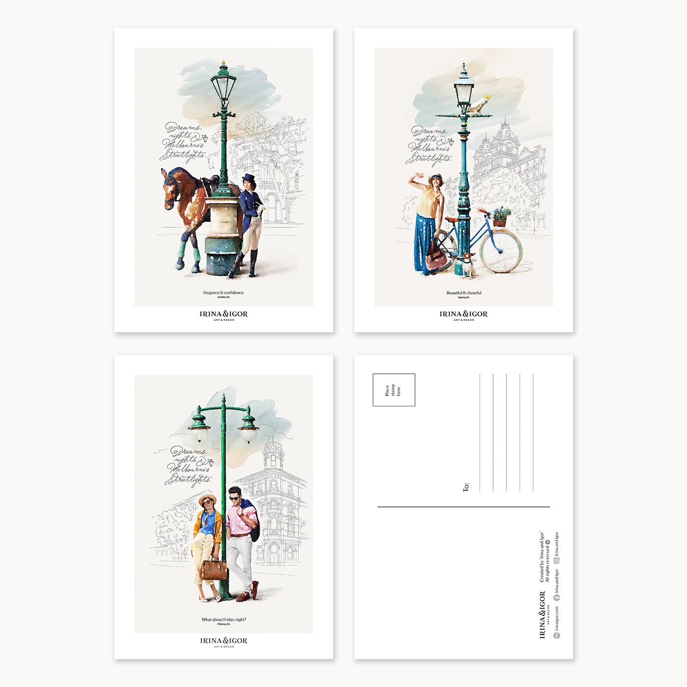 Postcard Bundle 'Melbourne's Streetlights'. Full Set of 19