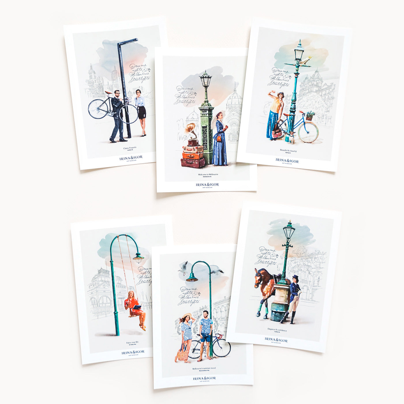 Postcard Bundle 'Melbourne's Streetlights'. Set of 6